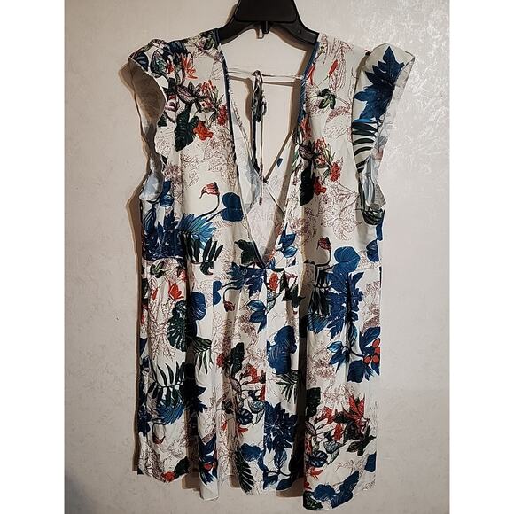 Shein Curve Womens Dress Fit & Flare 4XL Floral Tropical Silky Feel V-Neck V-Bac - Picture 7 of 7